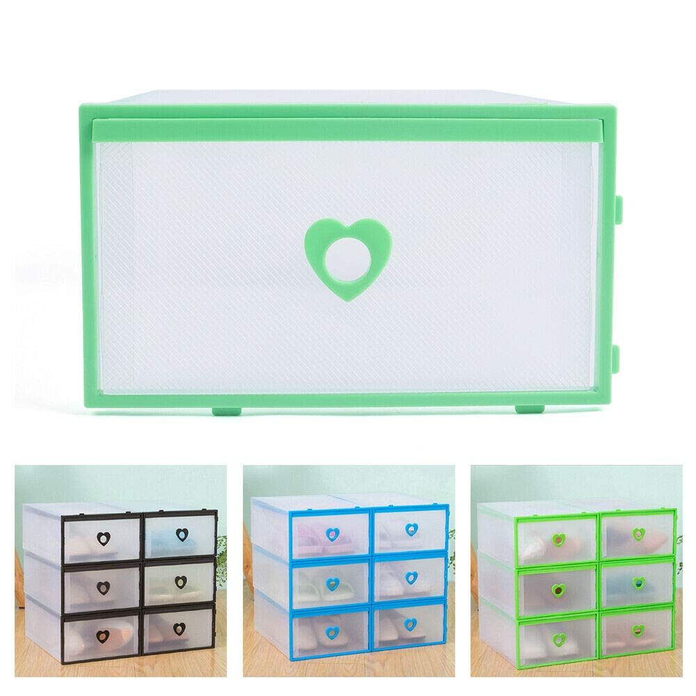 DYRABREST 10/20/24-Pack Stackable Clear Plastic Shoe Storage Box Organizer with Drawer - Perfect for Sneaker Collection, Closet Organization & Underbed Storage (20Pcs, Black)