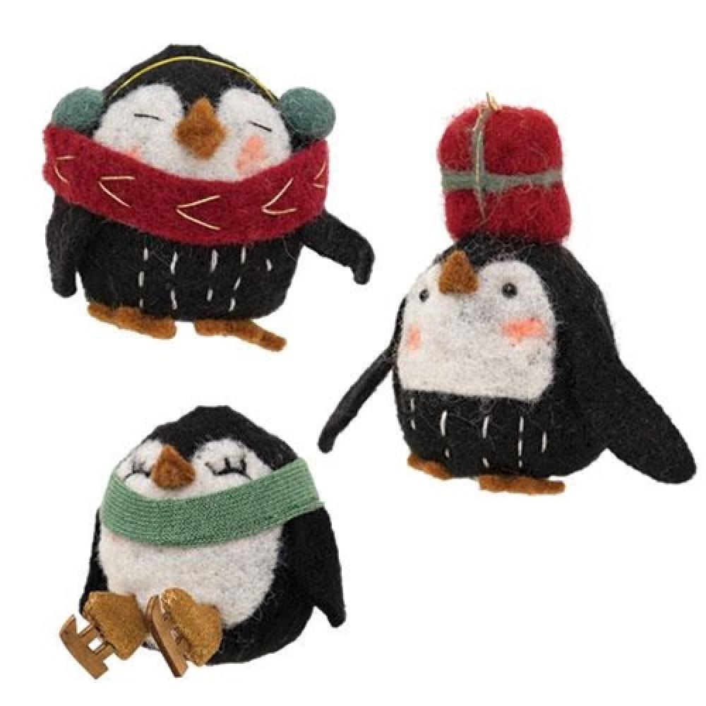 Handmade Felt Penguin Ornaments - Set of 3 Adorable Christmas Tree Decorations for Holiday Home Decor & Gift Giving