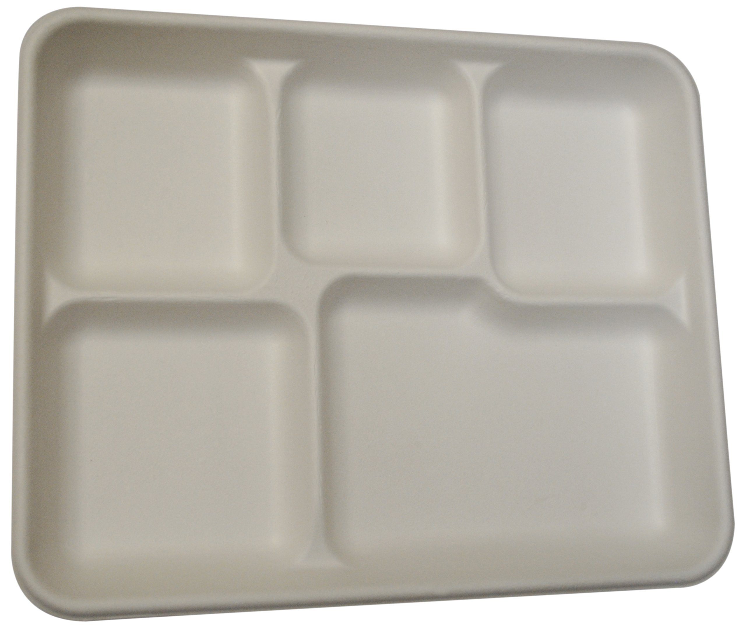 Eco-Friendly White Molded Fiber 5-Compartment Lunch Tray - 6