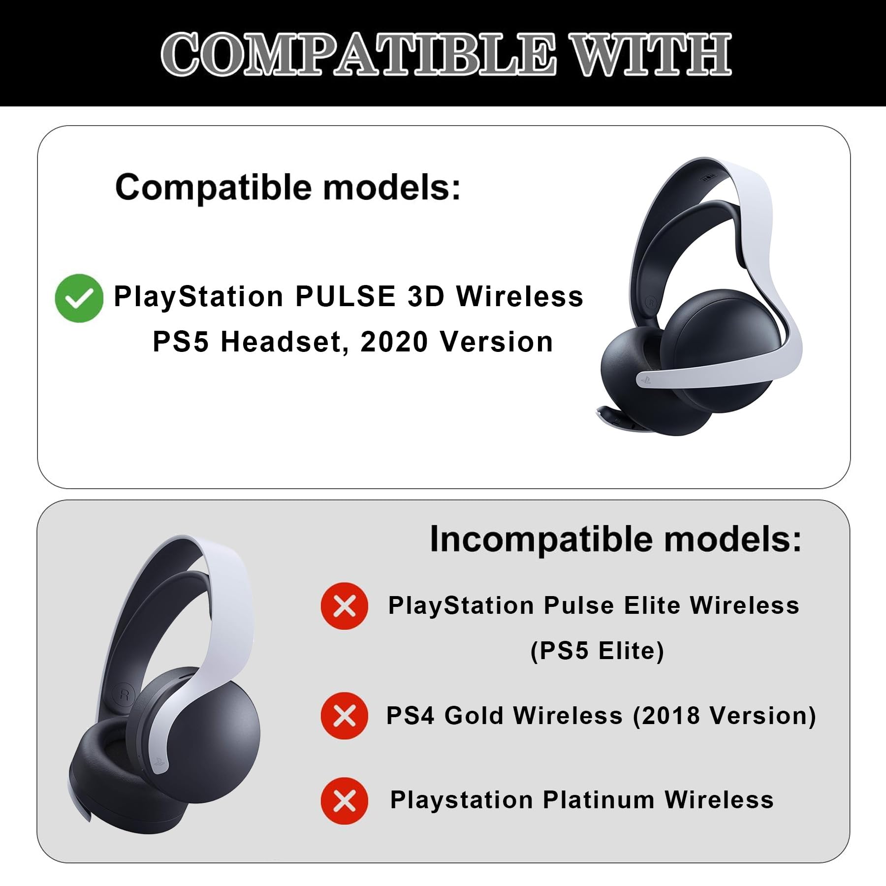 Replacement Earpads for Sony PS5 Pulse 3D Wireless Headphones - Soft Protein Leather & High-Density Foam Cushions (Black) - Comfortable Gaming Headset Accessories for Long Play Sessions