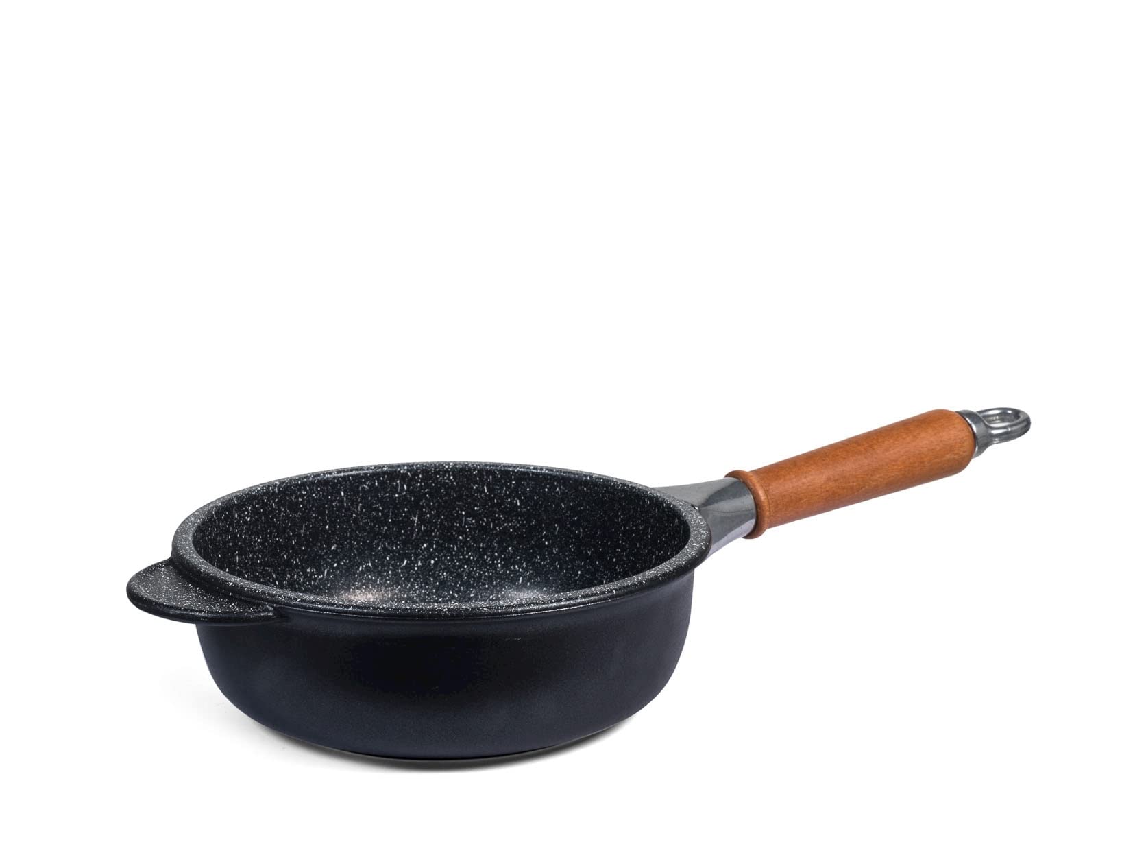 Non-Stick Frying Pan 20cm with Stone Wood Handle - H&H Black Skillet for Sauteing, Frying & Cooking - Perfect for Home Kitchen & Restaurant Use