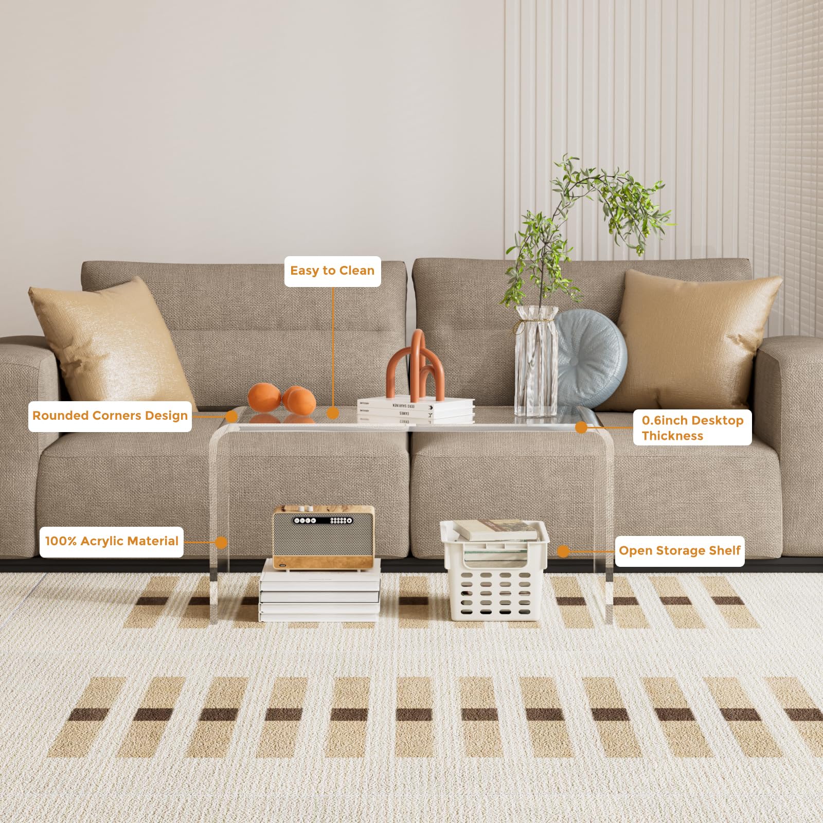 Modern Clear Acrylic Coffee Table - 32