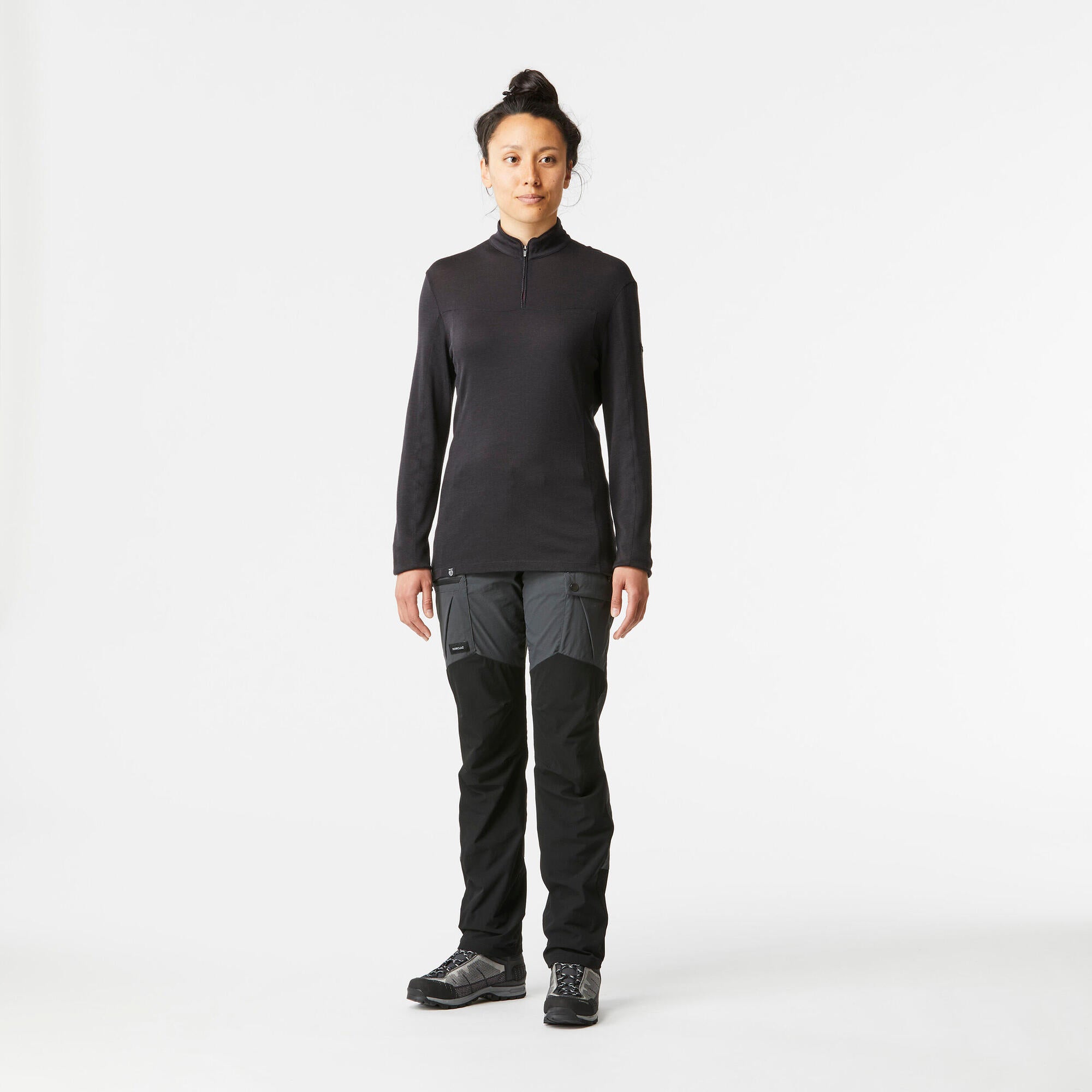 Simond Women's Long Sleeve Merino Wool Zip Neck Thermal Shirt MT500 - Perfect for Hiking, Skiing & Winter Outdoor Activities