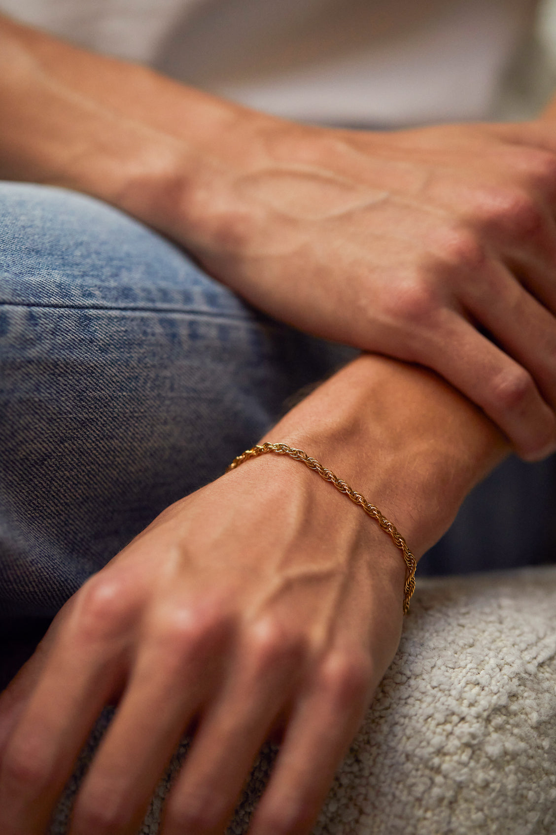Stylish Men's Rope Chain Bracelet - 14K Gold Plated Stainless Steel Jewelry for Gifts & Everyday Wear - Perfect for Casual Outfits, Date Nights & Special Occasions