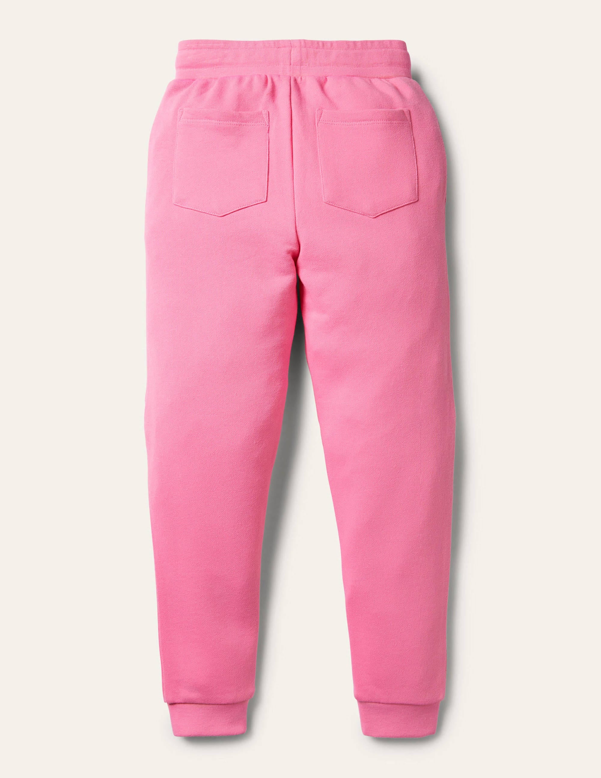 Floral Appliqué Knee Joggers for Women - Bright Petal Pink Flower Design Yoga Pants for Running, Workout & Casual Wear