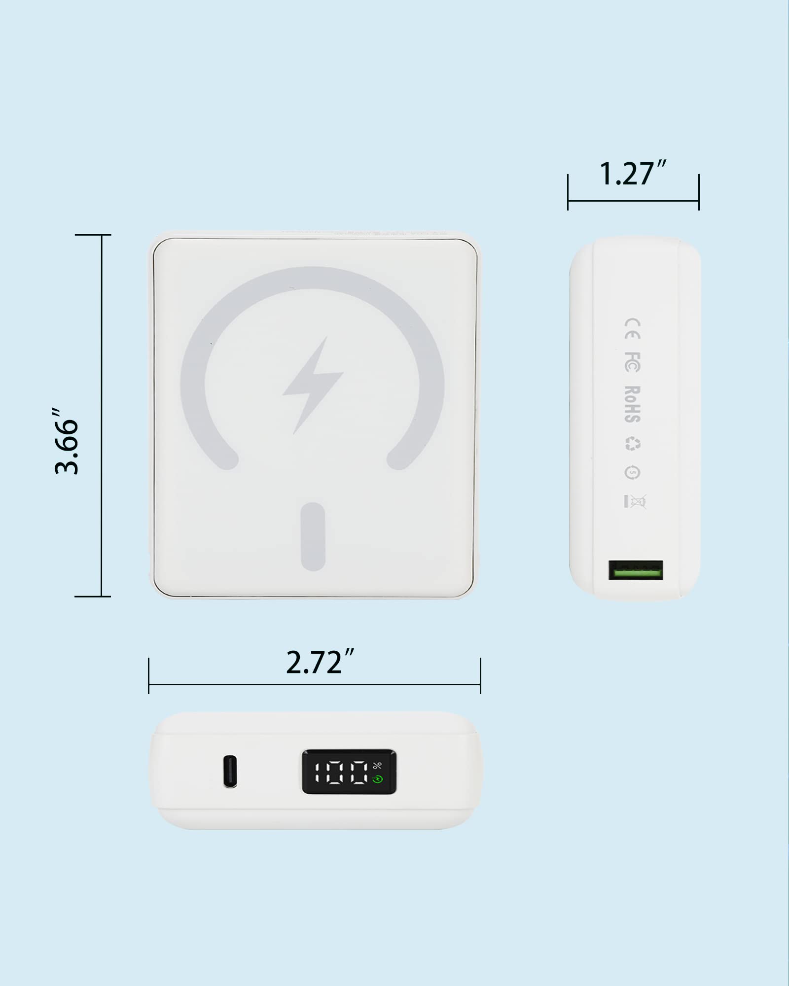 20000mAh MagSafe Wireless Power Bank - 20W Fast Charging Portable Charger for iPhone 16/15/14/13/12 Series | External Battery Pack with Backup Power (White) - Perfect for Travel, Outdoor Activities & Emergency Charging