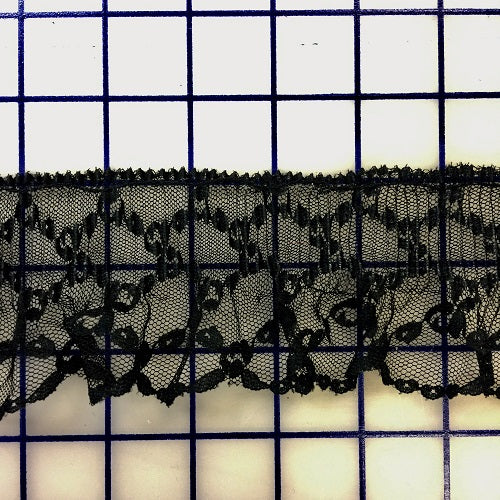 Elegant 2.5 Inch Black Ruffled Lace Trim - Perfect for DIY Wedding Dresses, Costumes & Home Decor Crafts