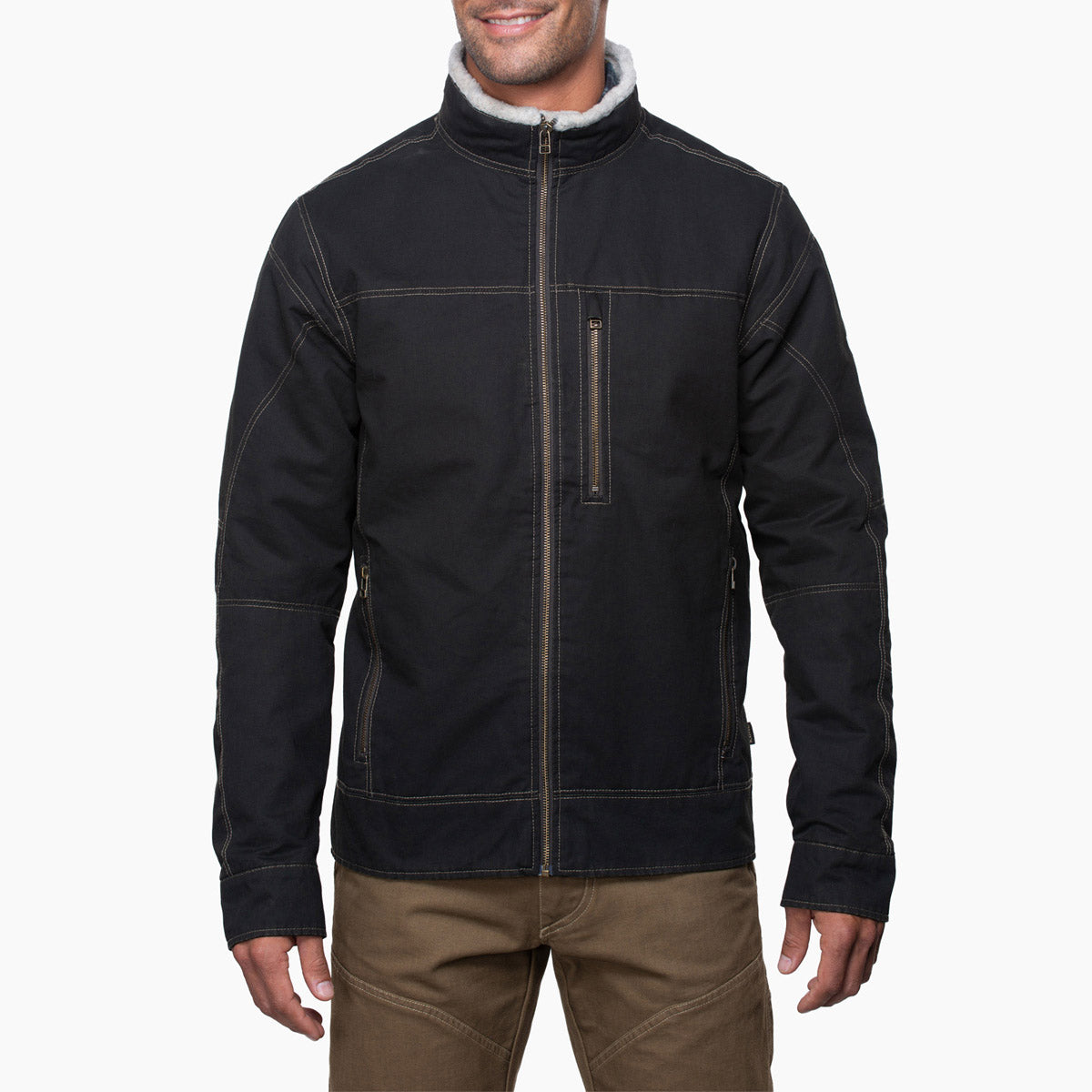 Men's Burr Lined Jacket - Winter Warm Fleece Lined Windbreaker for Outdoor Activities, Hiking & Camping