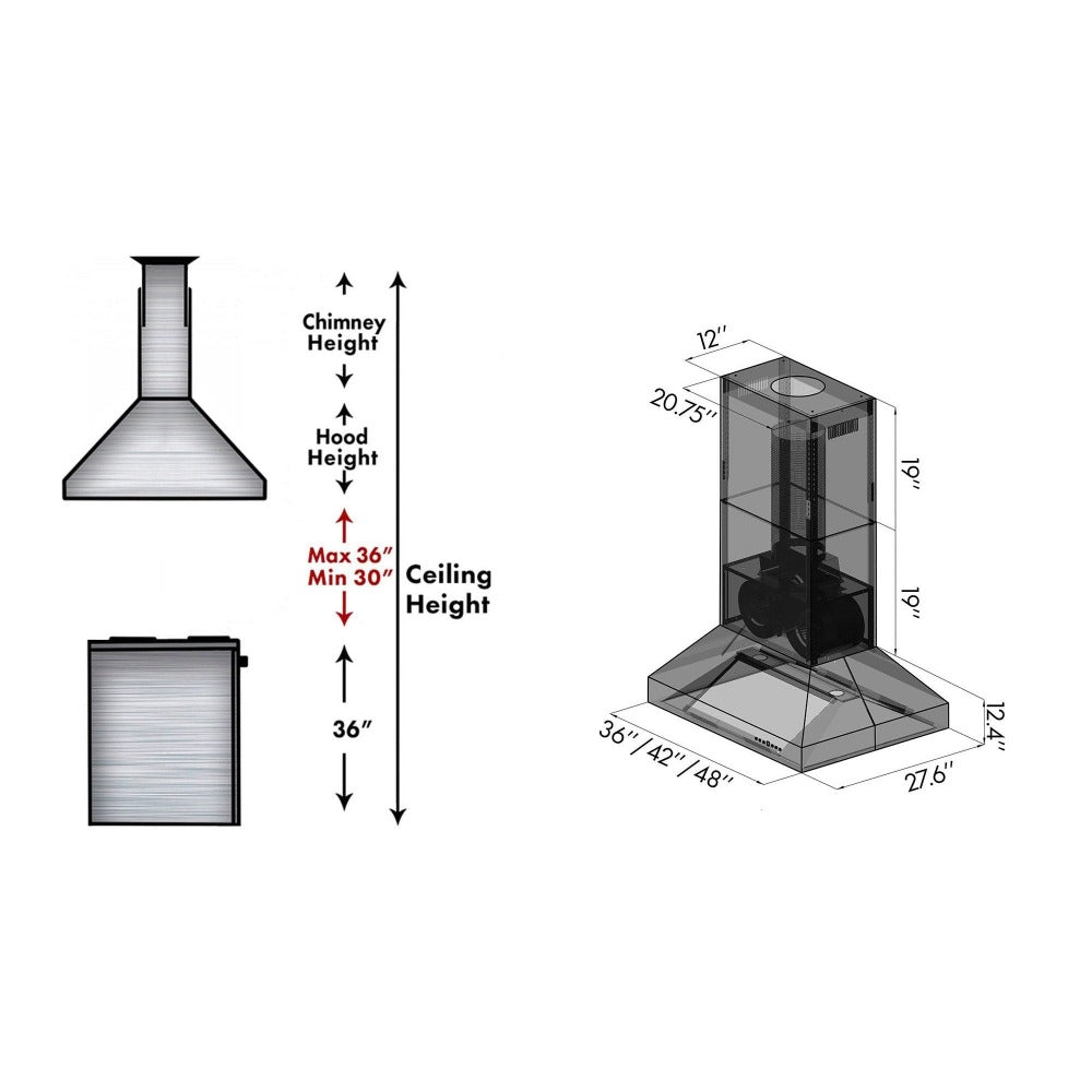 ZLINE 697i 304 Stainless Steel Outdoor Approved Island Mount Range Hood - Powerful Ventilation for Outdoor Kitchens & BBQ Areas