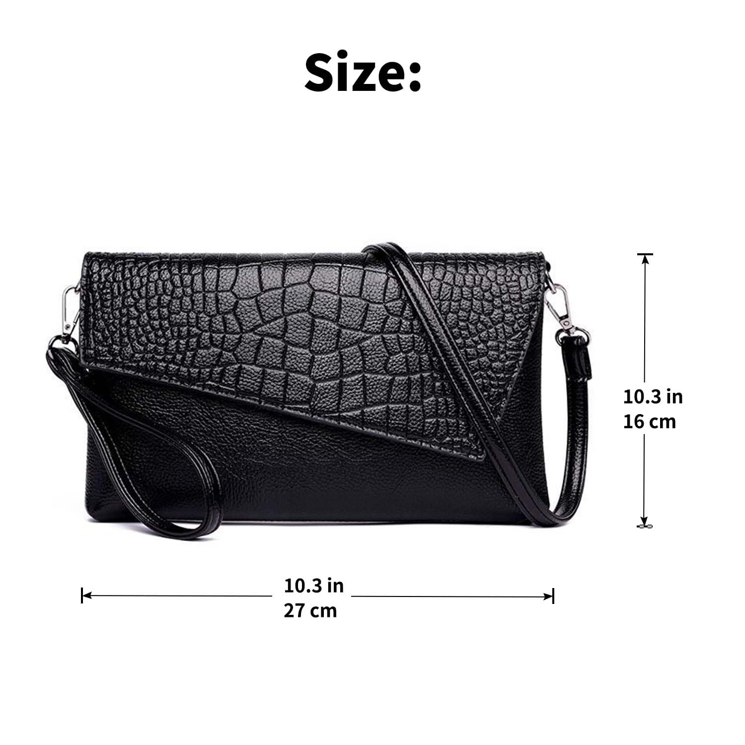Women's Small PU Leather Clutch Purse - Stylish Wristlet Handbag for Casual Outings, Parties & Evening Events - Envelope Design & Comfortable Wrist Strap