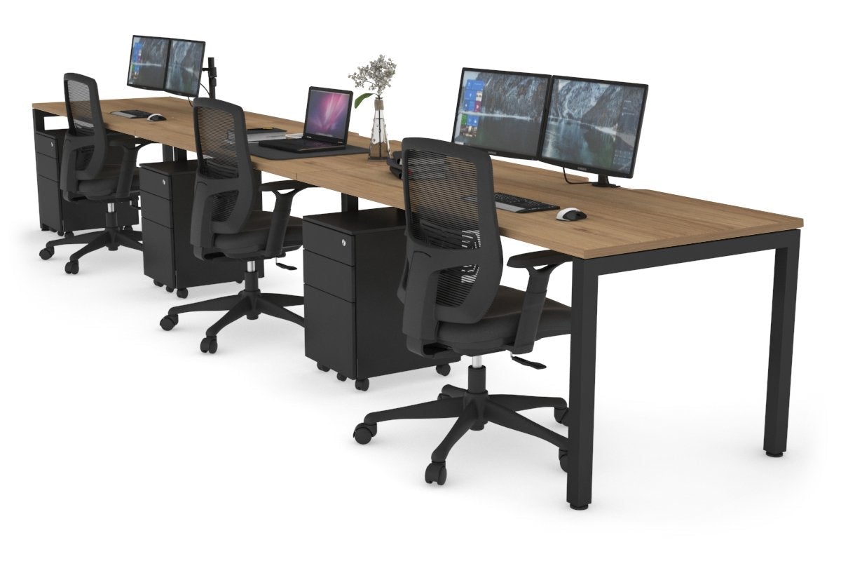 Quadro Square Legs 3 Person Office Workstation Desk - 1600L x 800W with Cable Management Scallop - Perfect for Open Office Layouts, Team Collaboration & Modern Workspaces