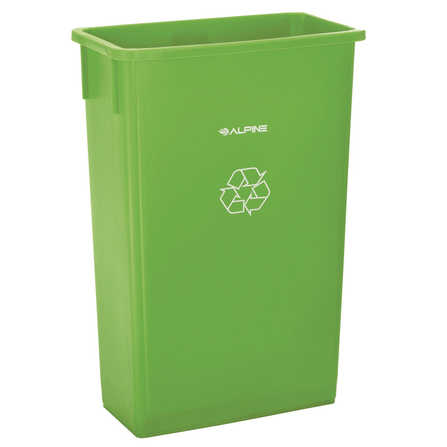 Alpine Industries 23 Gallon Slim Recycling Bin - Durable Plastic Trash Can with Lid, Lime Green - Perfect for Kitchen, Office, or Garage Waste Disposal