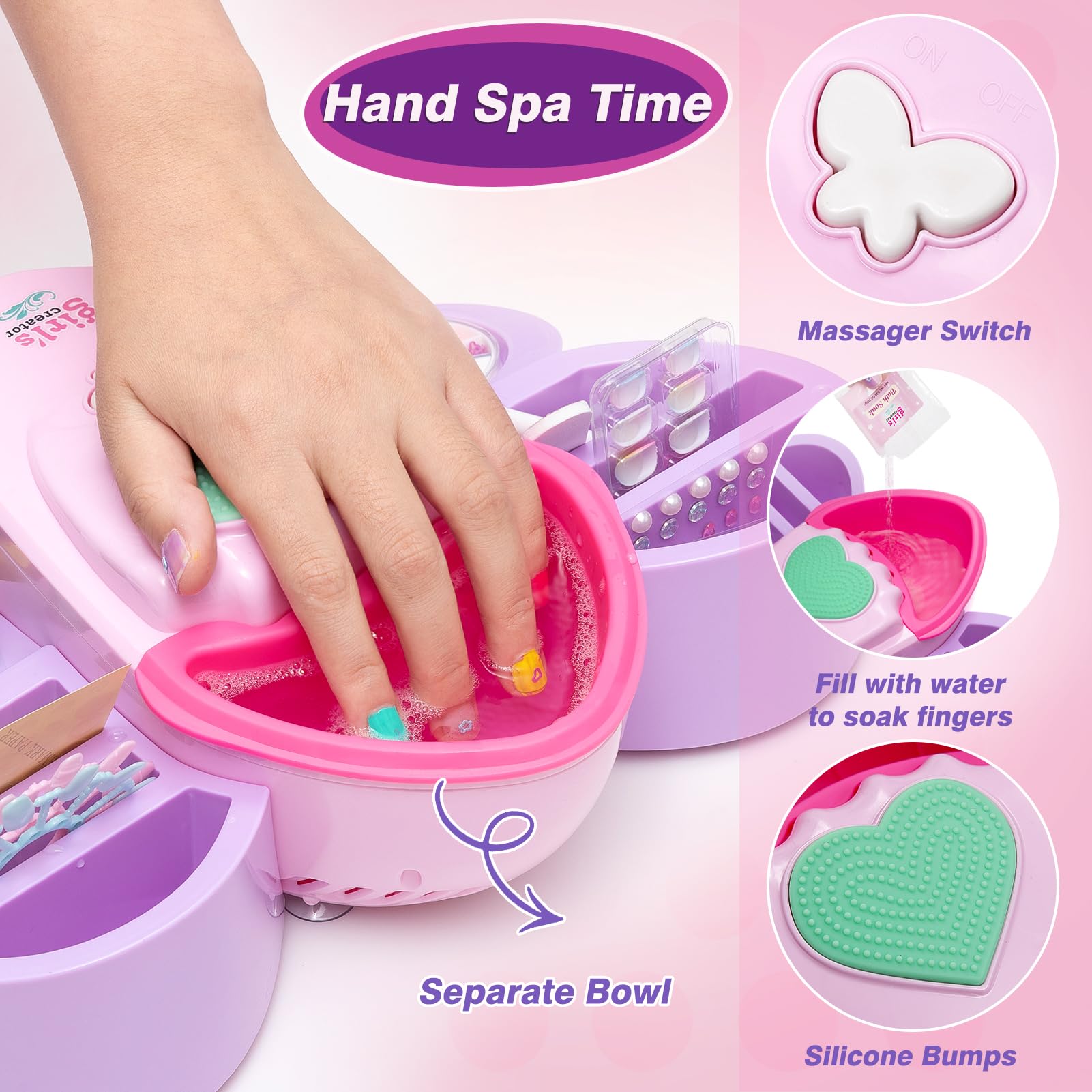 G.C Kids Nail Polish Set - 12 Non-Toxic Colors Nail Art Kit with Storage Desk, Nail Dryer & Hand Massage Spa Tools - Perfect Manicure Salon Toy Gift for Girls Ages 6-12 - Birthday, Christmas Present for Little Princess Spa Day at Home
