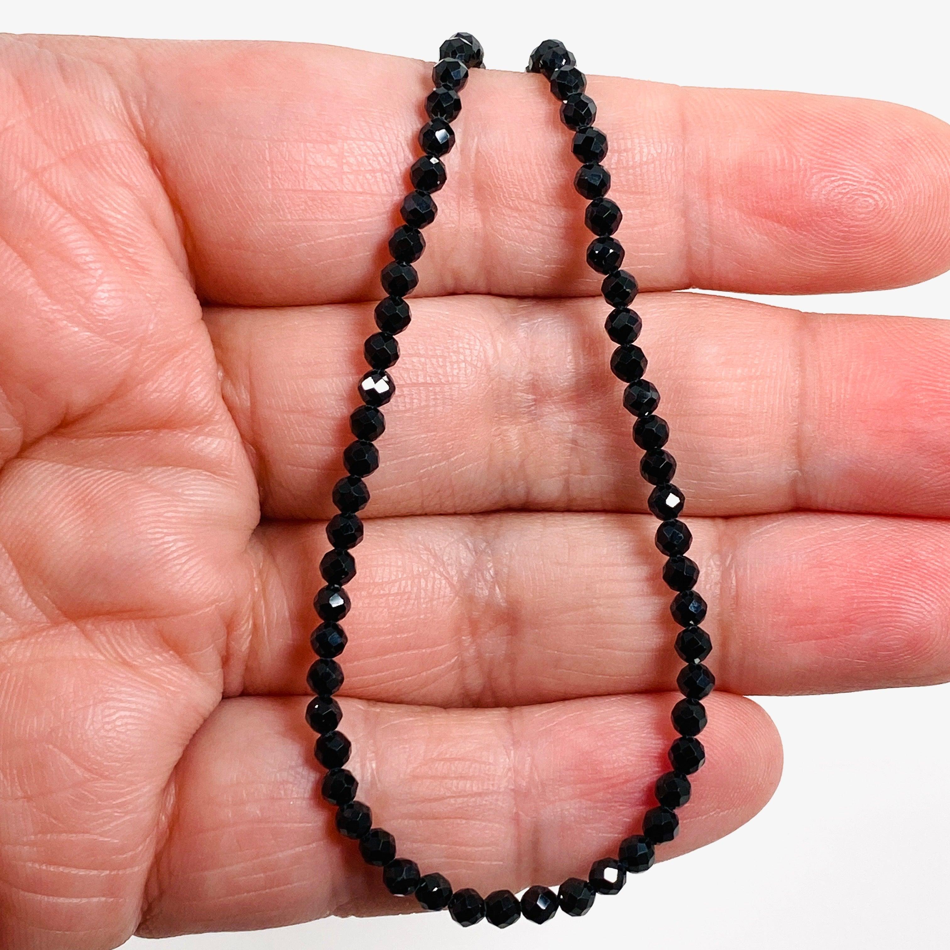 Black Spinel Micro Bead Necklace - Elegant Handmade Jewelry for Women, Perfect for Parties, Weddings & Everyday Wear
