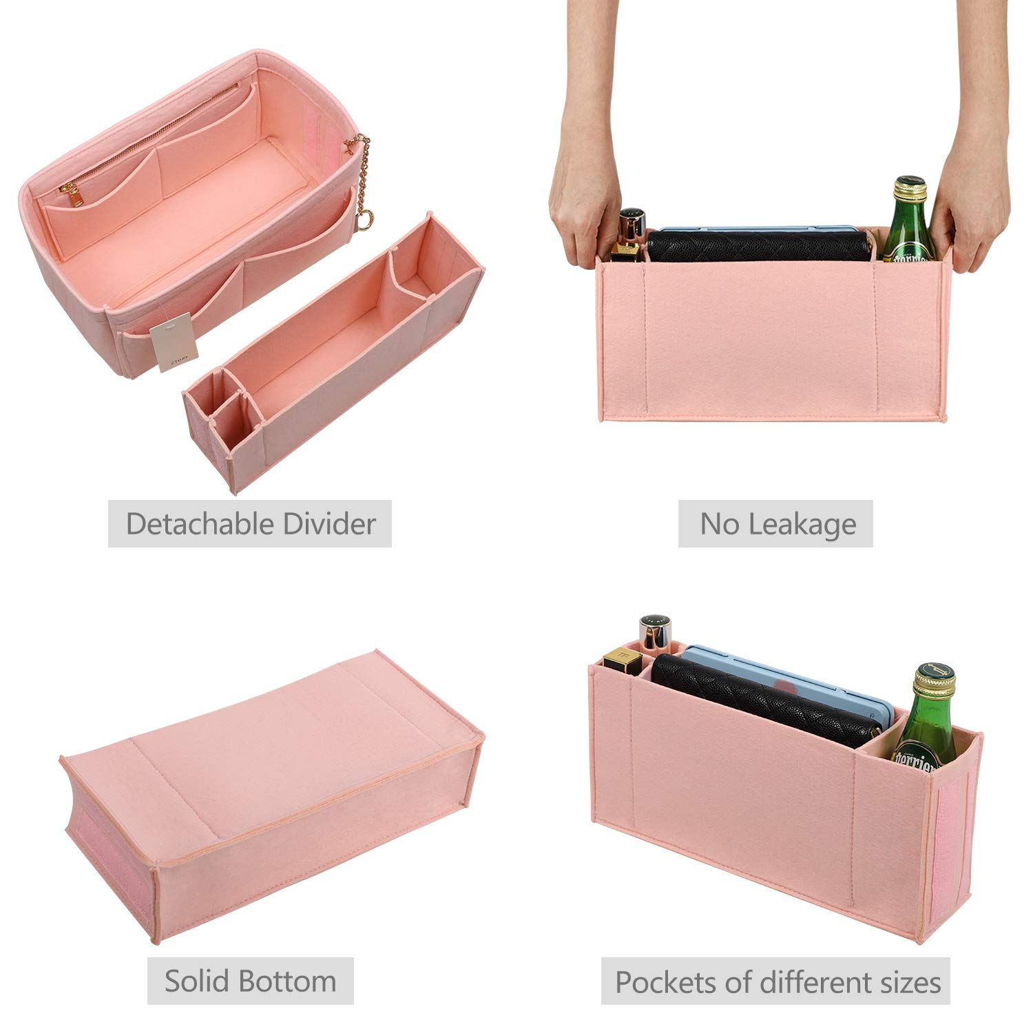 Premium Felt Purse Organizer Insert with Zipper & Sewn Bottom - 6 Sizes for Louis Vuitton Speedy, Neverfull, Graceful Handbags | Perfect for Travel, Work & Daily Organization