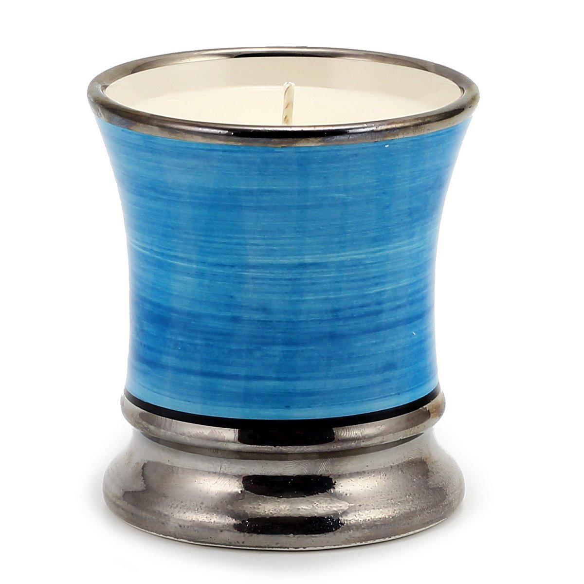 DERUTA CANDLES: Premium Shaped Cup COLORIS Celeste Platino Design - Capri Gardenia Scented Candle for Home Decor, Spa Relaxation & Romantic Ambiance
