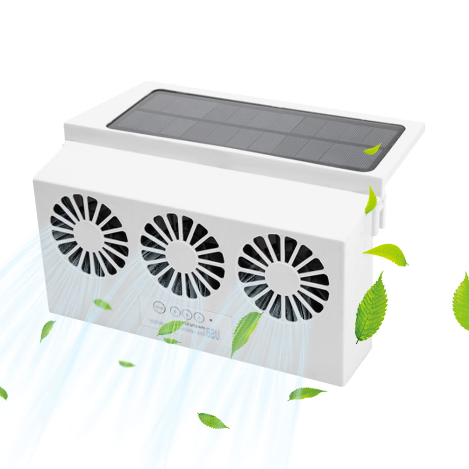Solar Powered Car Exhaust Fan - 3 Outlet Auto Ventilation Fan for Vehicle Cooling & Radiator - White Solar Car Vent Fan for Improved Airflow & Comfort While Driving or Parked