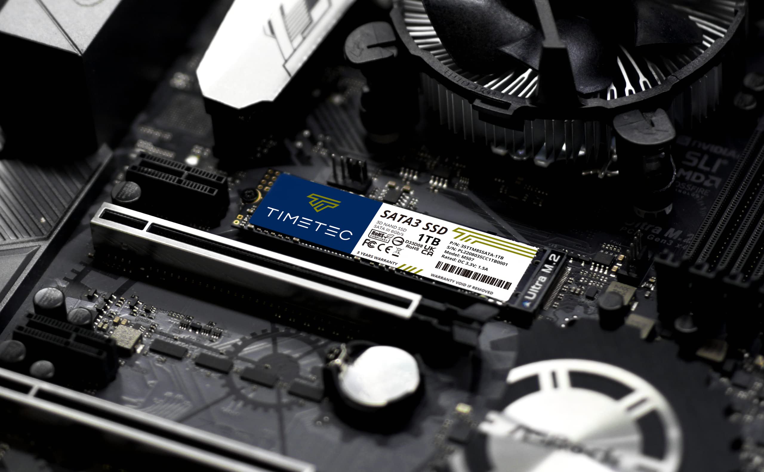 Timetec 1TB SSD 3D NAND SATA III 6Gb/s M.2 2280 Internal Solid State Drive - Up to 550MB/s Read Speed, 512TBW, SLC Cache for Enhanced Performance - Compatible with PC, Laptop, Desktop - Perfect for Gaming, Video Editing & Fast Boot Times