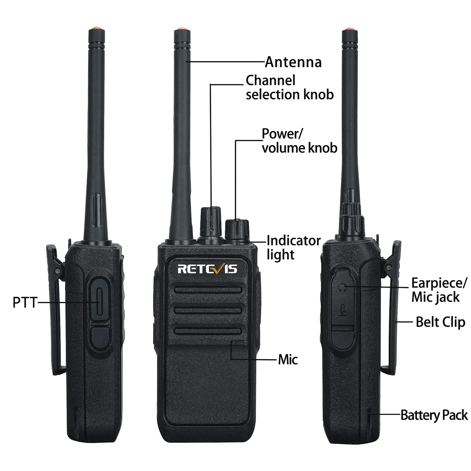 Retevis RT17 Long Range Walkie Talkies for Adults - 2 Way Radios with Earpiece, Rechargeable Heavy Duty Handheld Radios for School, Construction Site, Church Security Team (20 Pack) - Perfect for Outdoor Adventures, Event Coordination & Emergency Communication