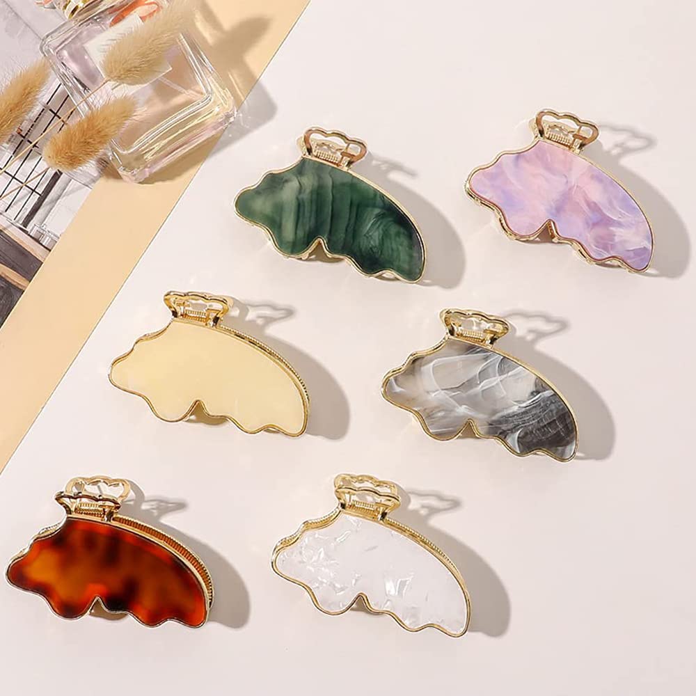 STYLEDOSE 1Pcs Metal Hair Claw Clip with Plastic Butterfly Design - Acrylic Hair Clips for Women, Ladies & Girls - Reusable Hair Barrettes & Jaw Clamps (White) | Perfect for Updos, Ponytails & Everyday Hairstyles