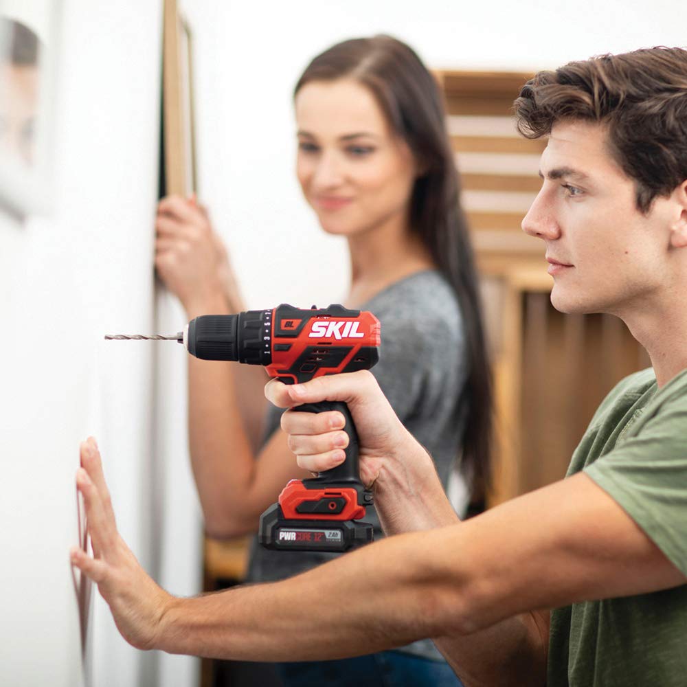 SKIL CB738701 3-Tool Combo Kit - Brushless 12V Cordless Drill Driver (1/2 Inch), Oscillating Multi-Tool & Work Light with 2.0Ah Lithium Battery & Charger - Perfect for DIY Projects, Home Repairs & Professional Construction Work