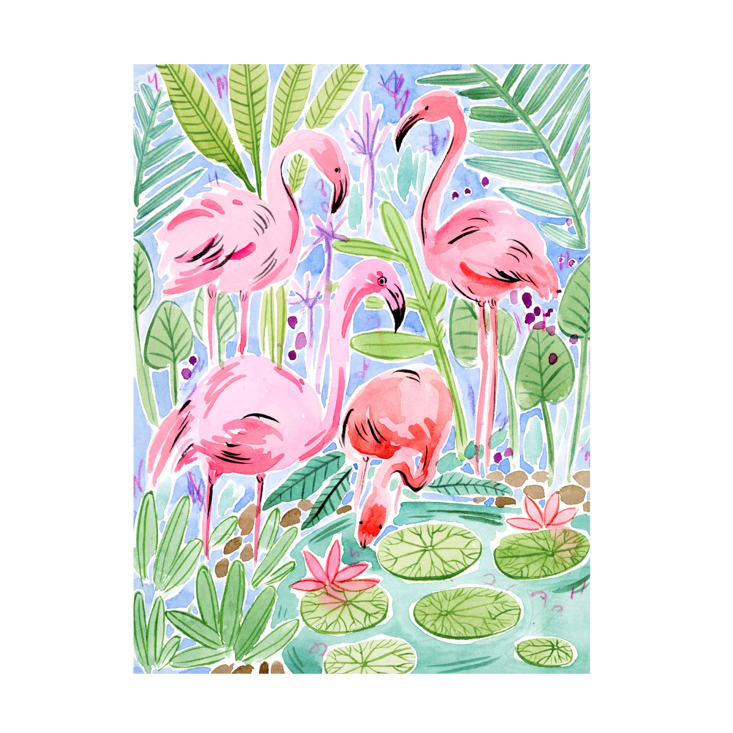 Wild Swimming II Canvas Wall Art by Melissa Wang - Stunning Handmade Painting for Living Room, Bedroom & Office Decor