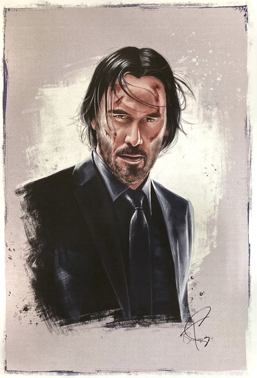 Authentic Keanu Reeves 13x19 John Wick Lithograph Signed by Tony Santiago - Perfect for Movie Fans & Collectors, Home Theater Decor, Gift for Action Film Lovers
