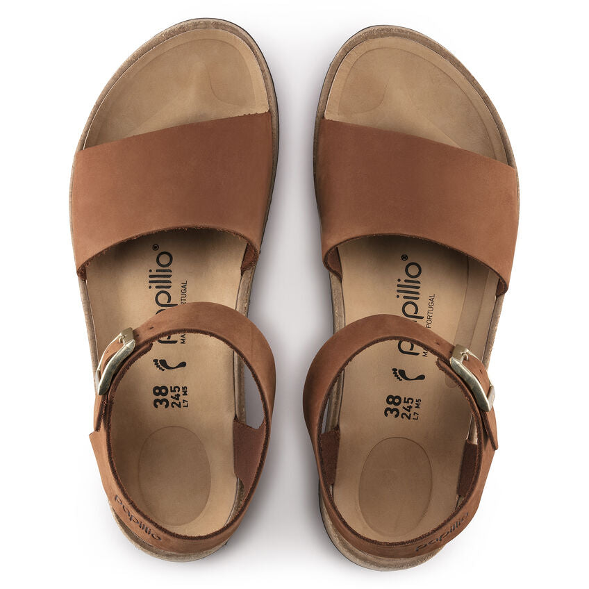Birkenstock Glenda Nubuck Leather Sandals in Pecan - Comfortable Women's Casual Shoes for Walking, Travel & Everyday Wear