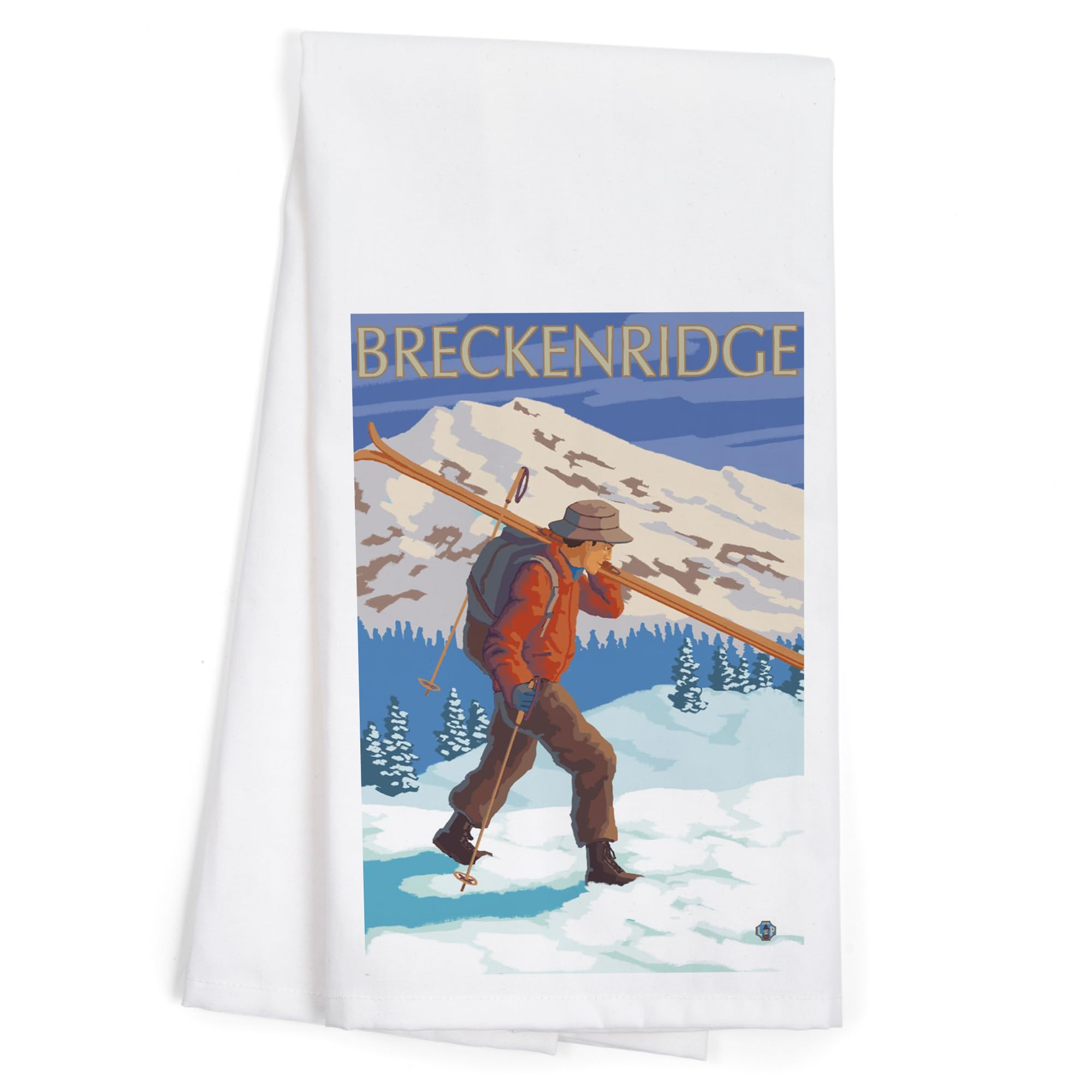 Lantern Press Breckenridge Colorado Skier Cotton Tea Towel - 100% Cotton Decorative Hand Towel for Kitchen, Home Decor & Gifts - Perfect for Dish Drying, Wall Art & Cozy Cabin Decor