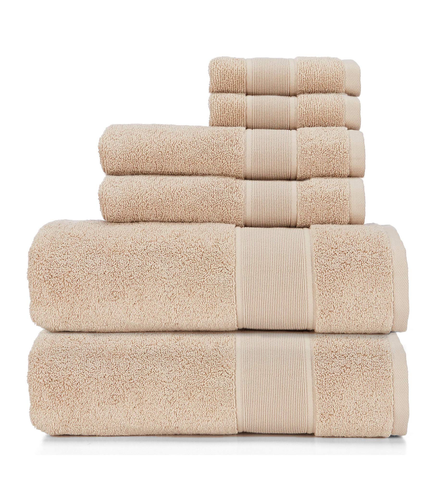 Ralph Lauren Sanders 6-Piece Bath Towel Set - Solid Tan/Light Brown - Includes 2 Bath Towels, 2 Hand Towels & 2 Washcloths | Soft & Absorbent Cotton Towels for Bathroom, Spa & Guest Room