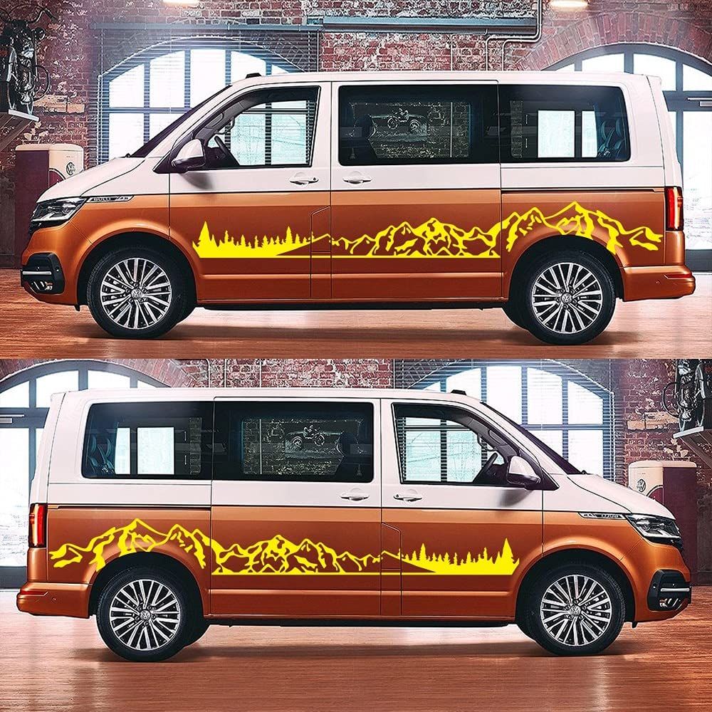 2PCS Mountain Adventurers Car Stickers - DIY Striped Graphic Decals for RV, Camper, Luopan Vehicles (Gray, Large 430x48cm) - Perfect for Off-Road Enthusiasts & Outdoor Adventures