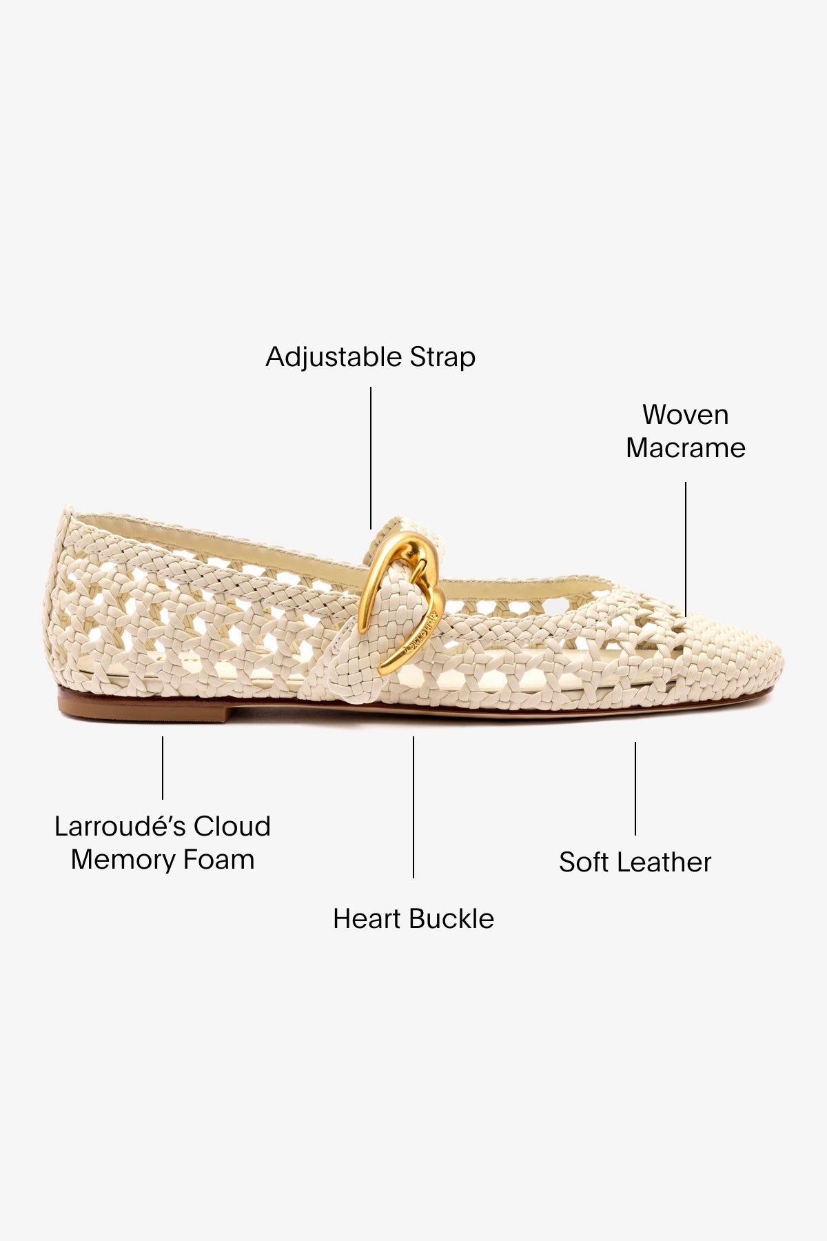 Verona Macrame Ballet Flat Shoes for Women - Ivory Leather Comfortable Slip-On Loafers | Perfect for Casual Wear, Office, and Travel