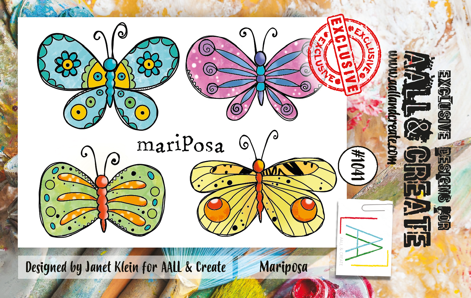 AALL and Create A7 Stamp Set 1041 Mariposa - Beautiful Butterfly Stamps for Card Making, Scrapbooking & DIY Crafts - Perfect for Greeting Cards, Invitations, and Art Journals