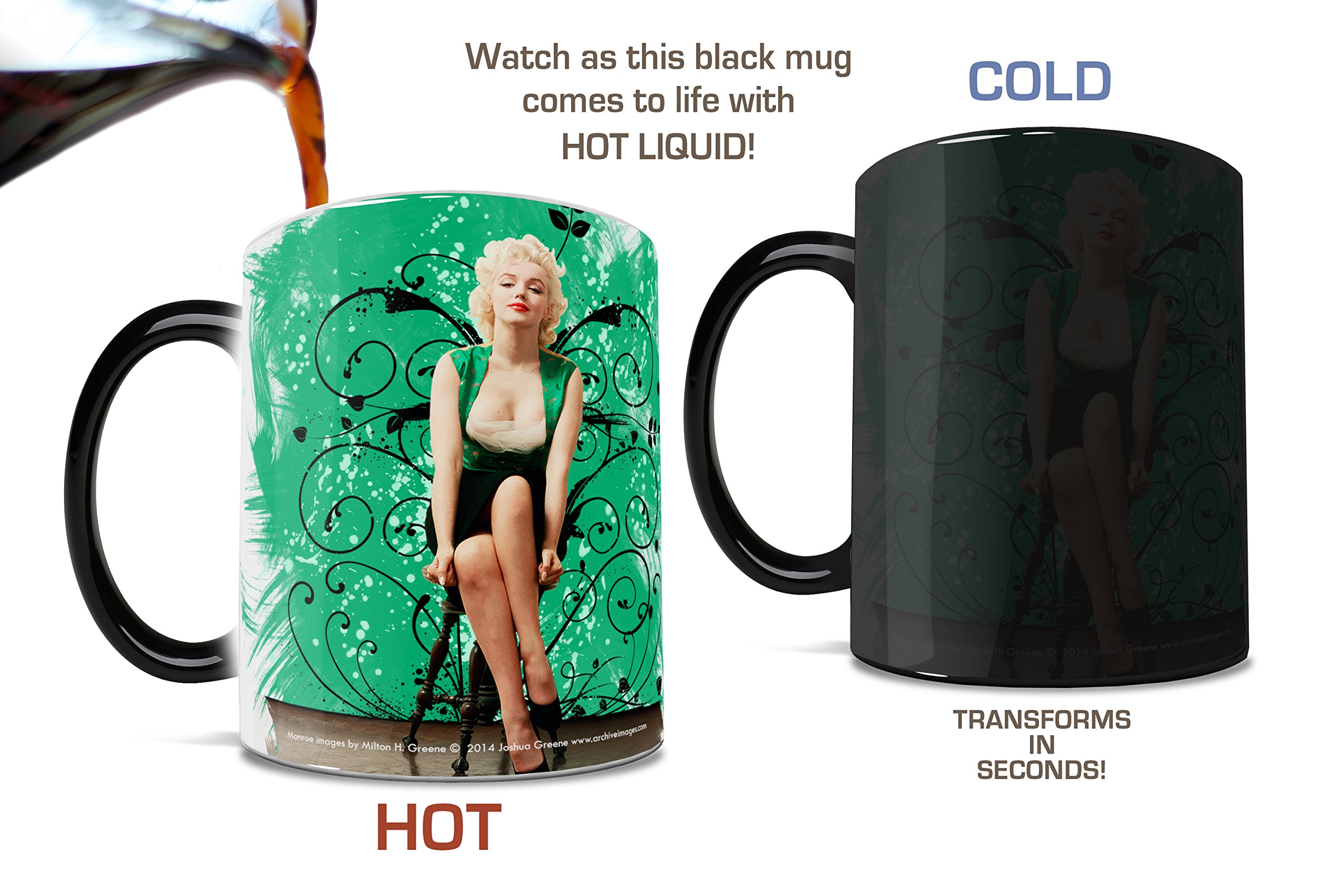 Black Marilyn Monroe Morphing Mug - Heat Activated Ceramic Coffee Cup for Gifts & Collectibles - Perfect for Office, Home, or Pop Culture Fans