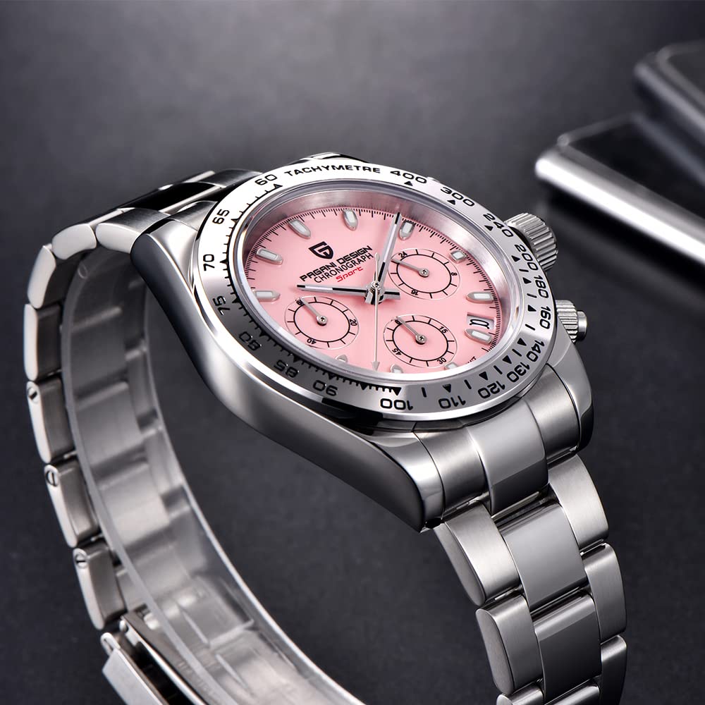 Pagani Design Classic Men's Luxury Chronograph Watch - Japanese VK63 Quartz Movement, 100m Waterproof Stainless Steel Business Watch for Office, Formal Events & Daily Wear