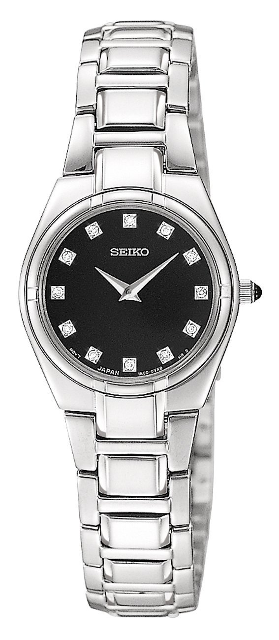 Seiko Women's SUJE25 Diamond Accented Watch - Elegant Stainless Steel Dress Watch with Crystal Markers | Perfect for Business, Formal Events & Gift Giving