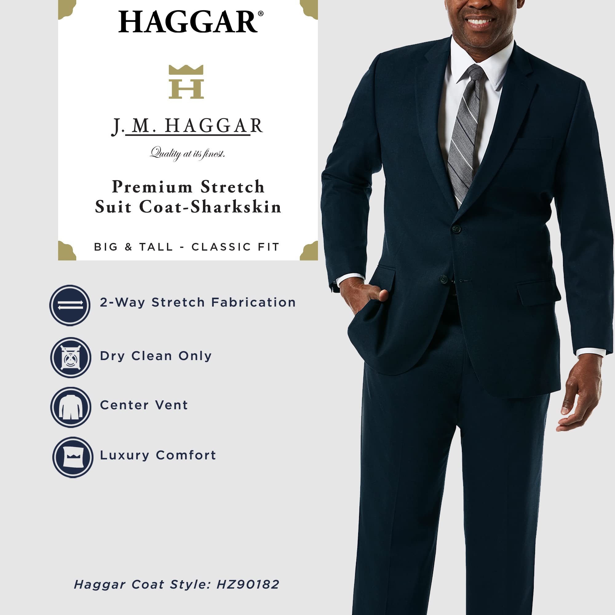 Haggar Men's Premium Stretch Classic Fit Big & Tall Suit Separates - Pants & Jackets for Business, Weddings & Formal Occasions