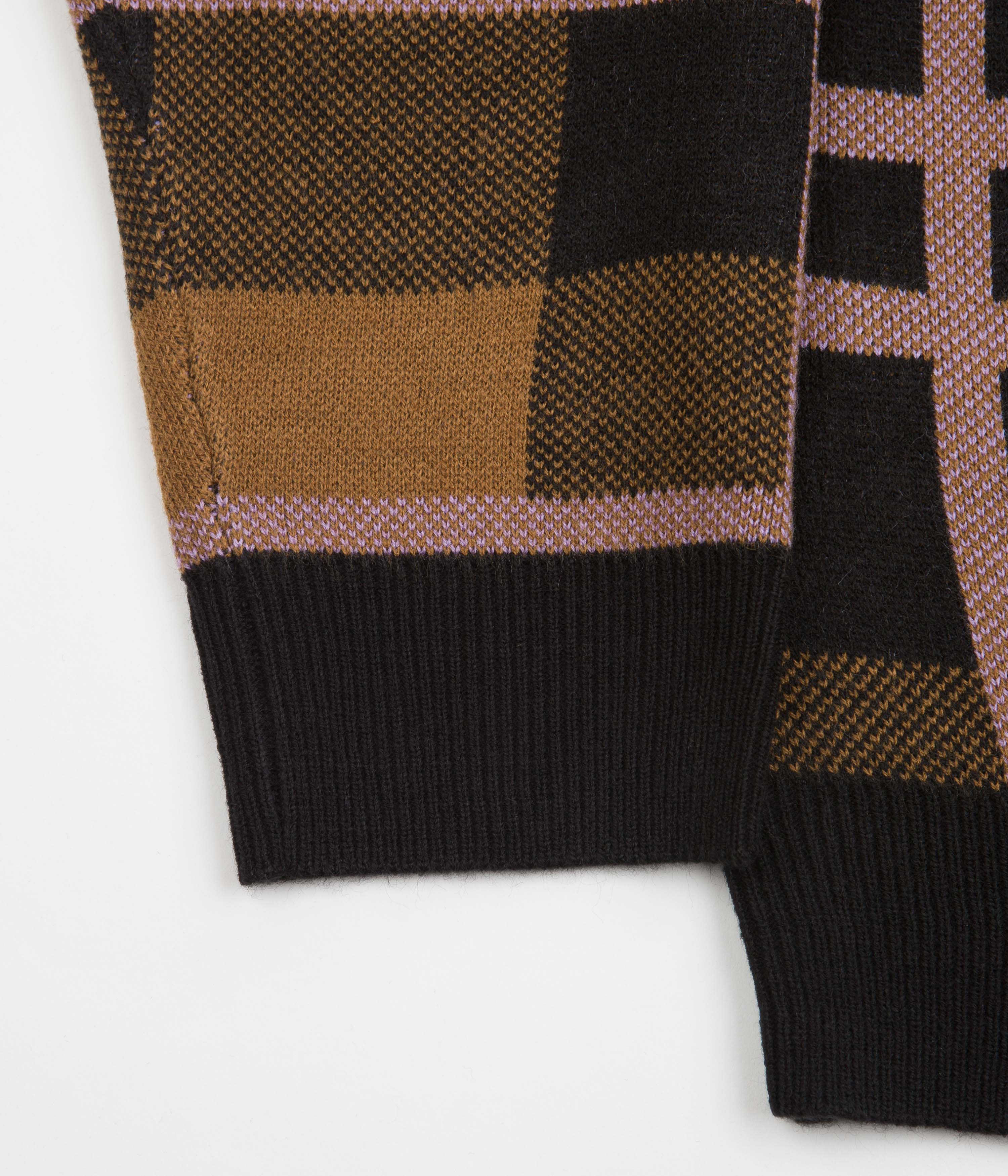 Butter Goods Plaid Knitted Sweatshirt for Men & Women - Black, Brown, Purple - Cozy Winter Pullover for Casual Outfits & Streetwear Fashion