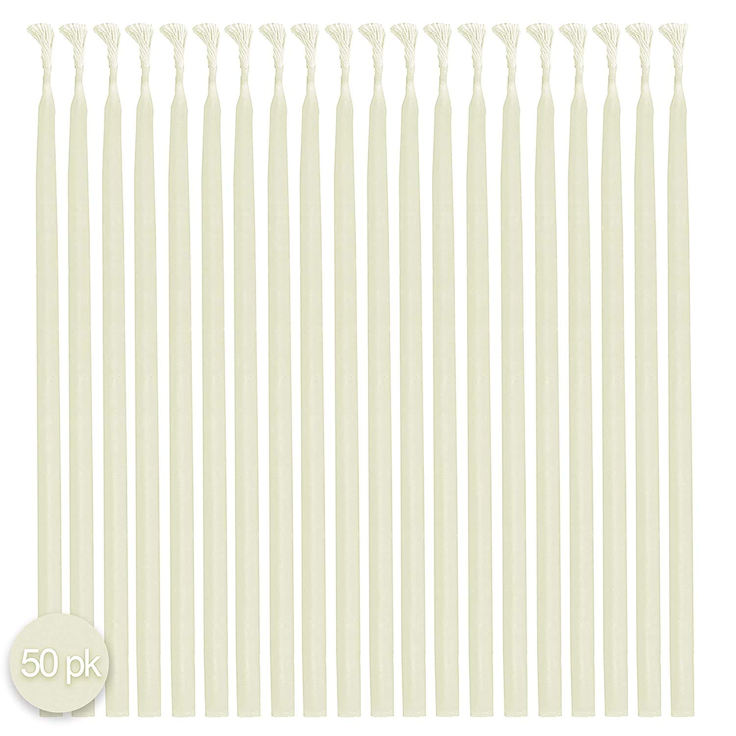 Hyoola Beeswax Birthday Candles 50 Pack - Natural Dripless Taper Candles for Parties & Decor