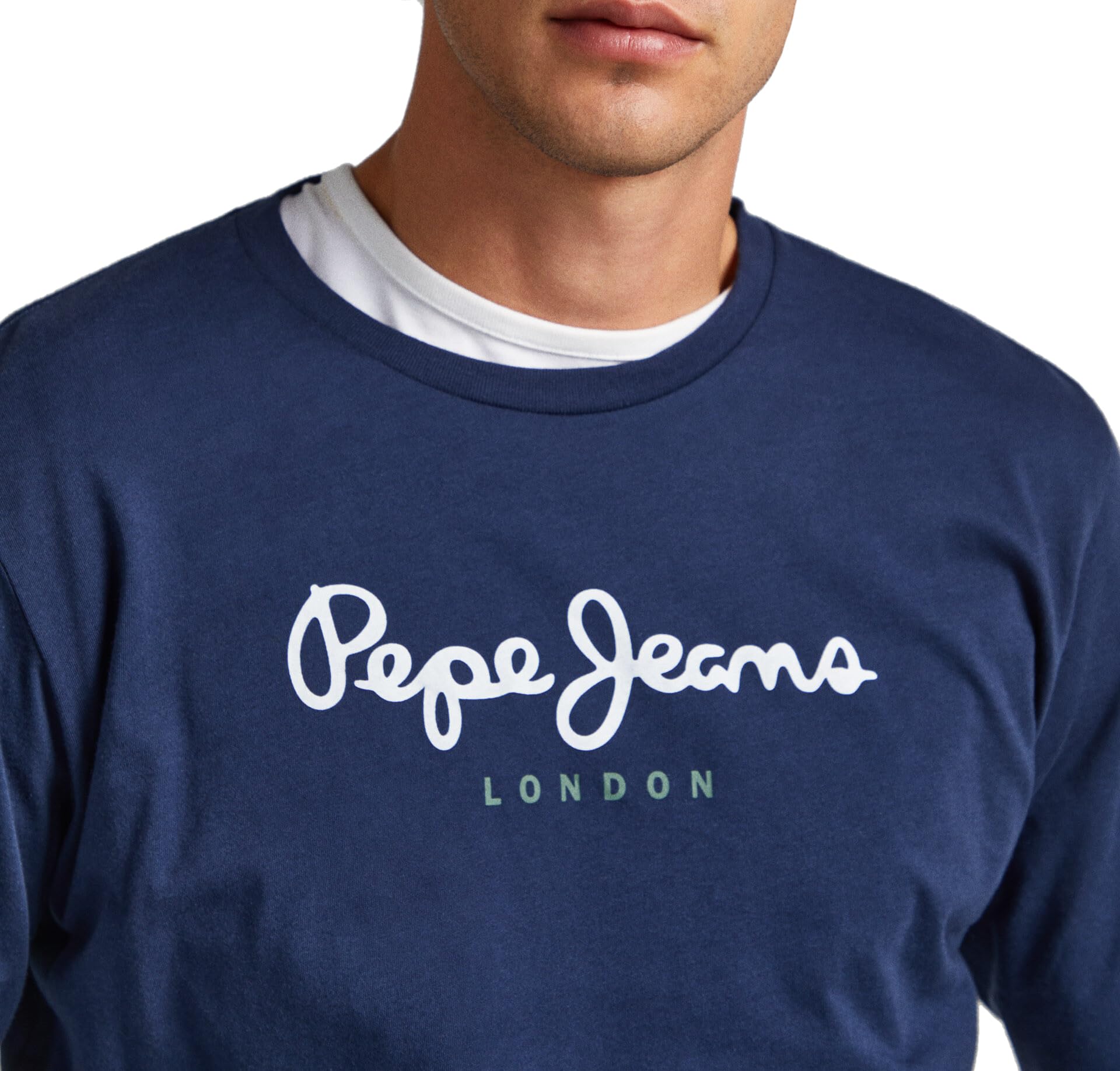 Pepe Jeans Eggo Long Sleeve T-Shirt & Polo Shirt for Men - Navy Blue - XXL Size - Casual & Office Wear