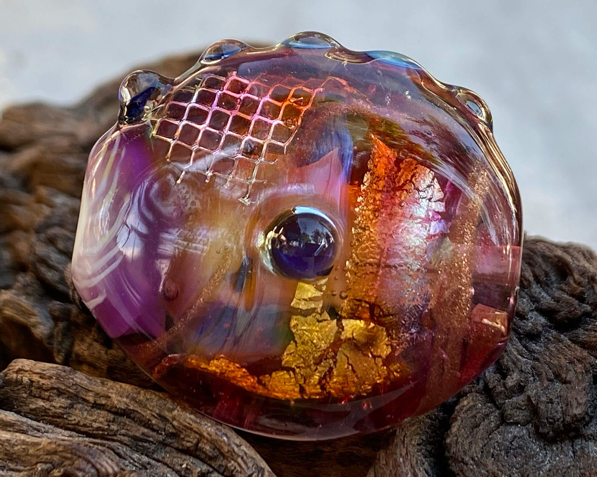 Rainbow Sunken Treasure Lampwork Focal Glass Bead for Jewelry Making - DIY Necklace, Bracelet & Craft Projects