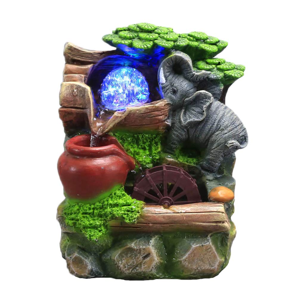 Indoor Tabletop Fountain with Small Rockery, Mountain Cascading Waterfalls & Rolling Ball Waterwheel - Perfect for Home Office Decor, Zen Meditation & Relaxation Gifts