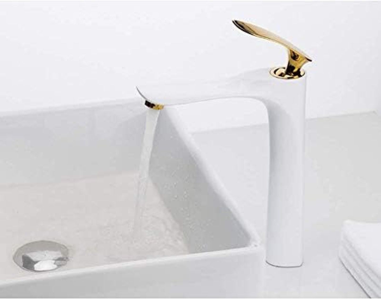 CRJUS Stylish Gold & White Single Handle Kitchen Faucet - Hot & Cold Water Mixer Tap with Brass Construction for Modern Sinks & Basins | Perfect for Home Renovation & Bathroom Upgrades