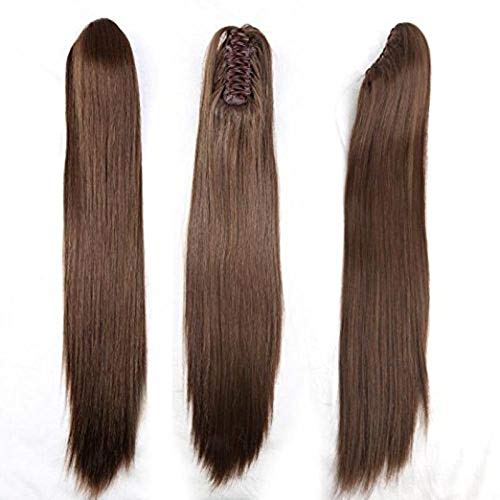 Remeehi 100% Real Human Hair Ponytail Extensions - 22 Inch Straight Claw Clip Hairpiece (125g, Dark Brown #2) for Women - Perfect for Daily Wear, Parties, Weddings & Special Occasions