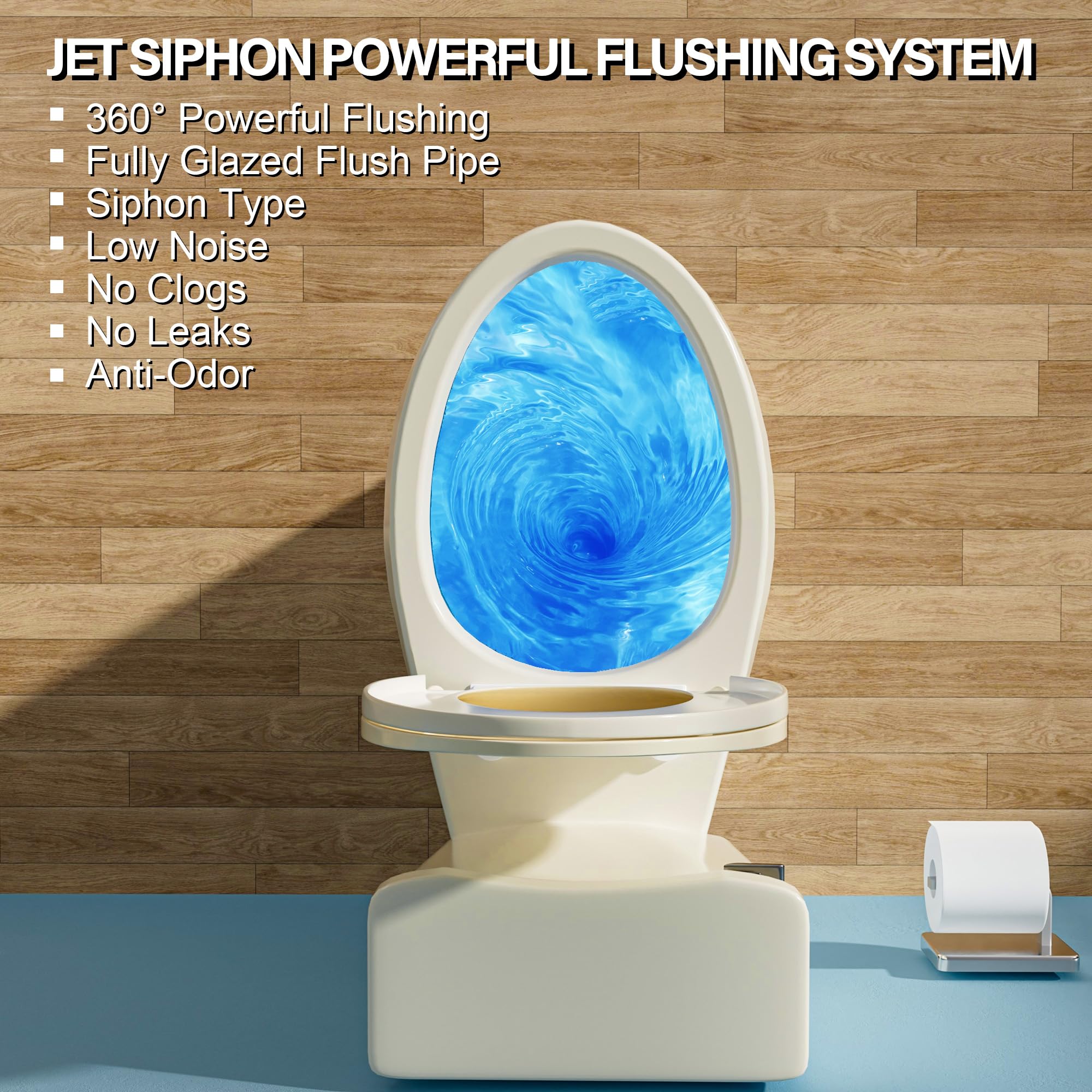 19 Inch Tall Toilet for Seniors & ADA Compliance - Elongated Comfort Height Bowl (19