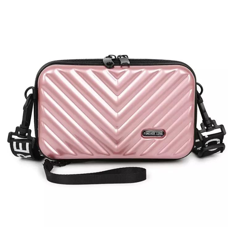 Waterproof Hard Shell Cosmetic Case - Crash Proof Toiletry Bag for Women, Mini Crossbody Purse & Wristlet for Travel, Parties & Daily Use (Peach)