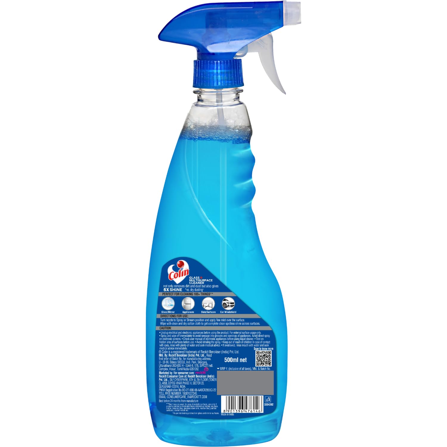 Colin 2.5L Glass and Surface Cleaner Spray - 1L Refill x 2 + 500ml Bottle Combo | Streak-Free Cleaning for Windows, Mirrors, Cars & Kitchen | Multi-Surface Cleaner for Home & Office Use