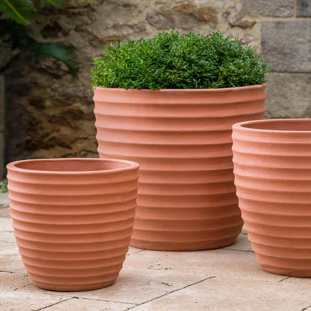 Campania International Linea Planter Set of 3 - Terra Rosa Flower Pots for Indoor & Outdoor Plants | Perfect for Home Garden, Patio Decor, and Gift Giving