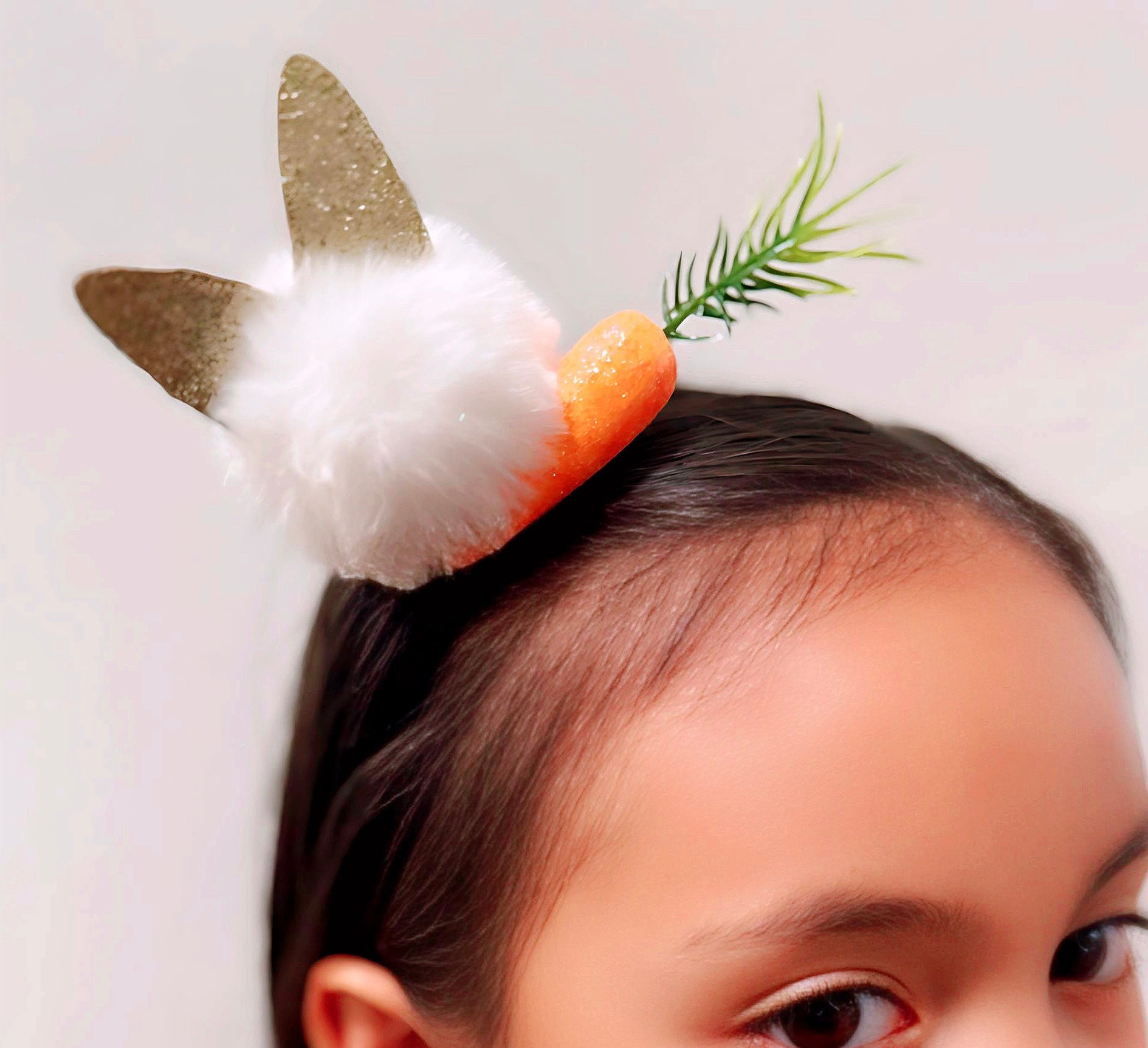 Bunnies and Carrots Hair Clips - Cute White Bunny Hair Accessories for Girls, Women - Perfect for Easter, Spring, Birthday Parties and Everyday Wear