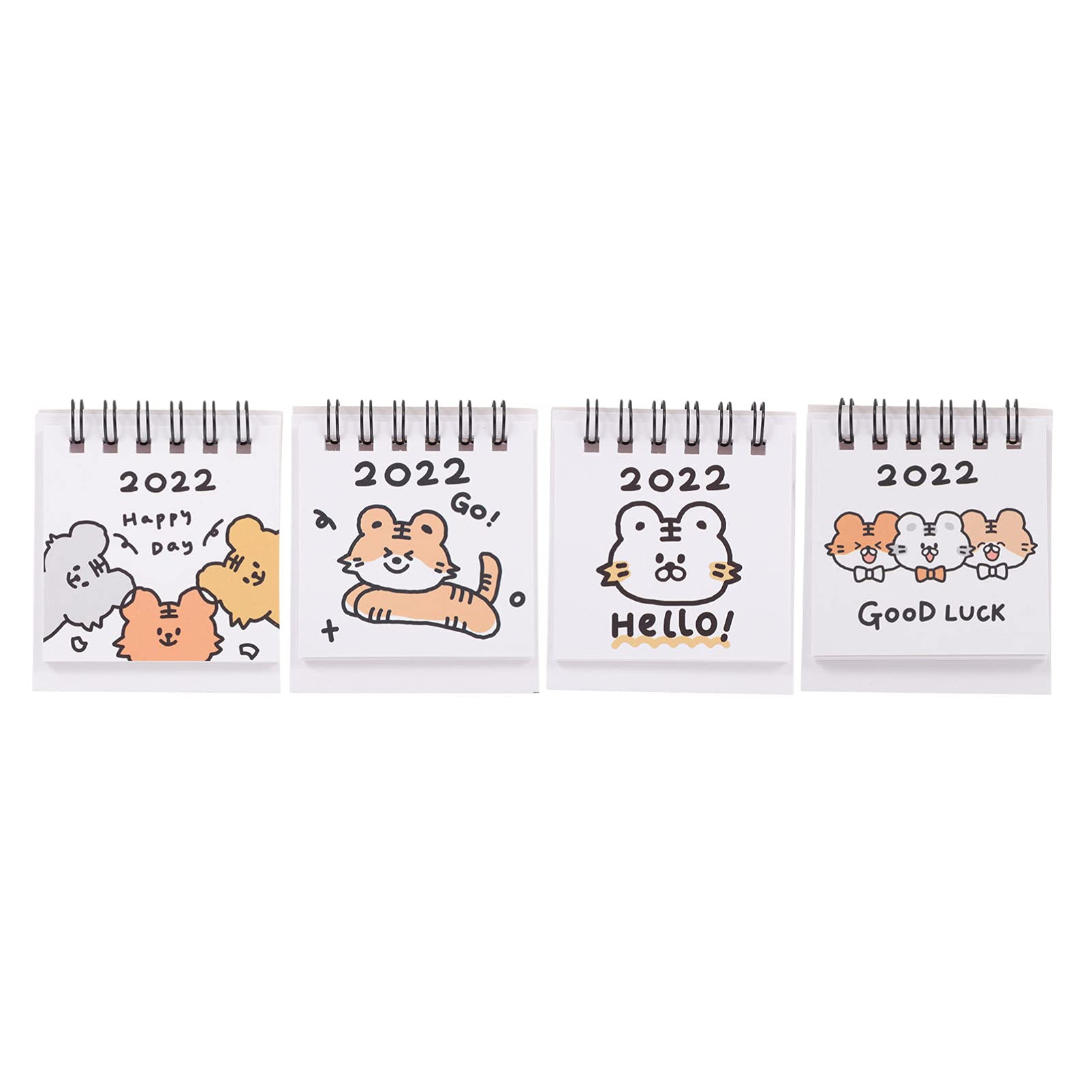 TOYANDONA Standing Easel 4-Piece 2022 Desk Calendar - Chinese Year of Tiger Zodiac Mini Flip Calendar | Monthly Standing Flip Calendar for Office Desk, Home Decor & Gift Idea | Perfect for Work Organization & Feng Shui Decoration